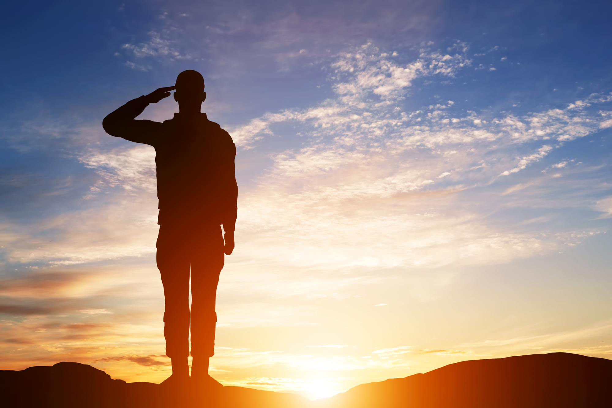 Soldier salute. Silhouette